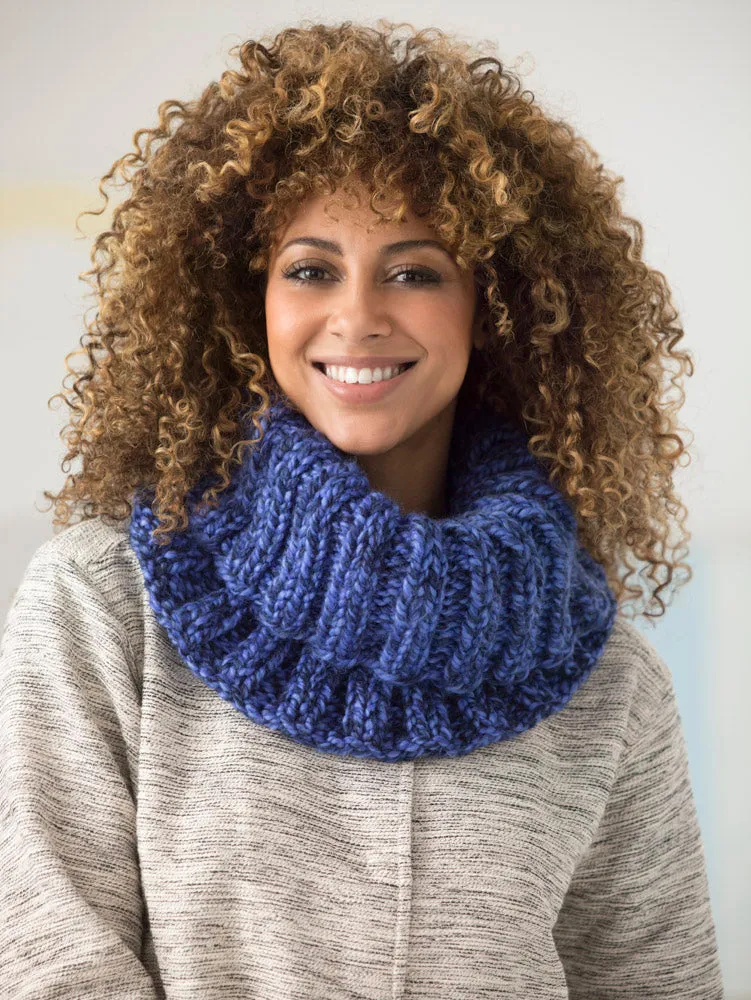 1 Ball Ribbed Cowl (Knit)