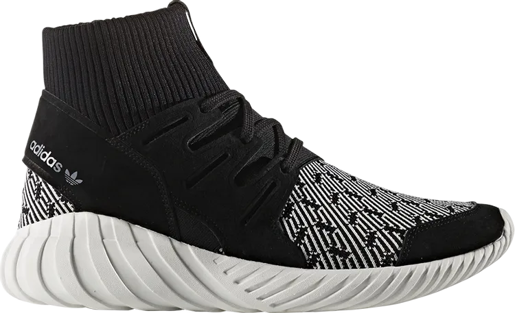 Adidas Tubular Doom Primeknit 'Black White' Sneakers, Black