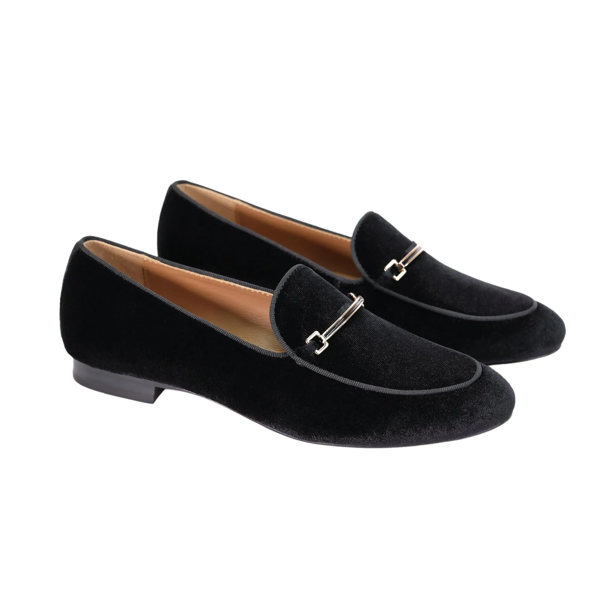 AiciBerllucci Black Velvet upper  and Sheepskin lining- Prime-Women's Leather Loafer- Sleek Loafers Slip on Shoes-Casual Flat Shoes