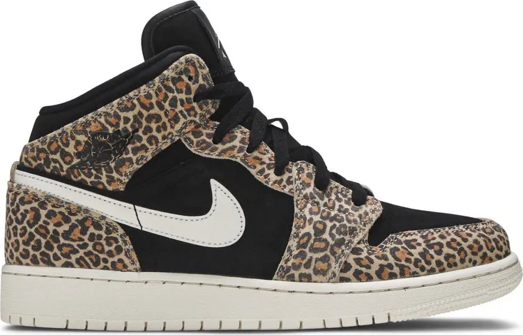 Air Jordan 1 Mid SE GS Leopard sneakers, black