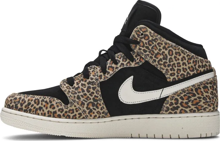 Air Jordan 1 Mid SE GS Leopard sneakers, black