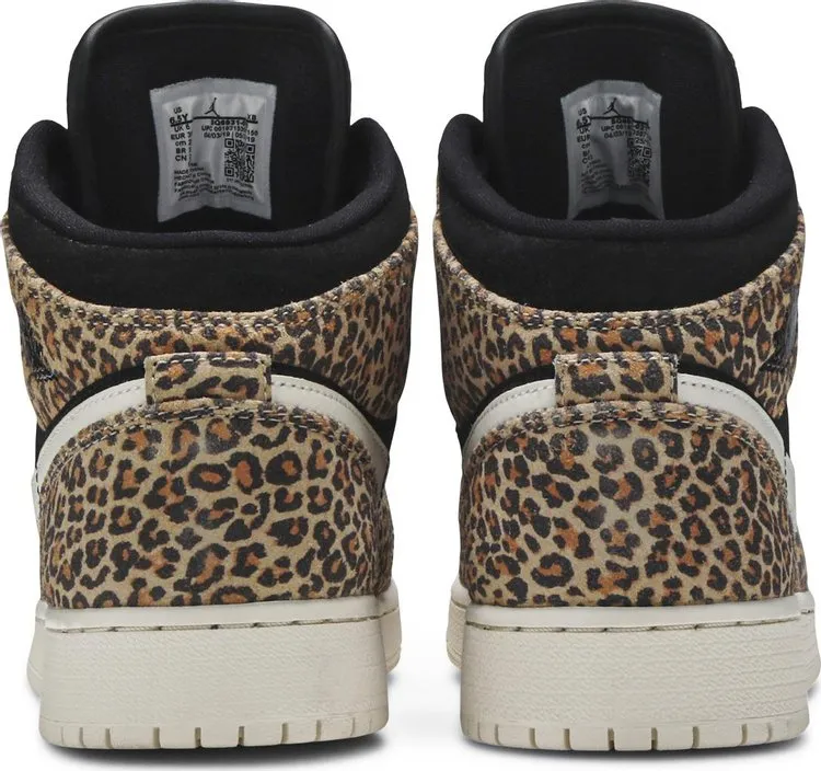 Air Jordan 1 Mid SE GS Leopard sneakers, black