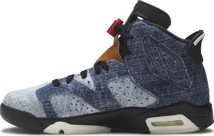 Air Jordan 6 Retro GS Washed Denim Sneakers, Blue