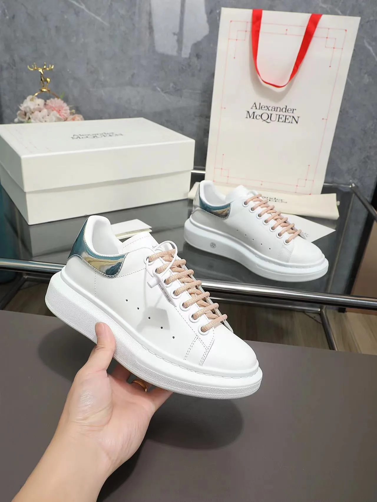 ALMC Oversized Silver and White Sneakers-034