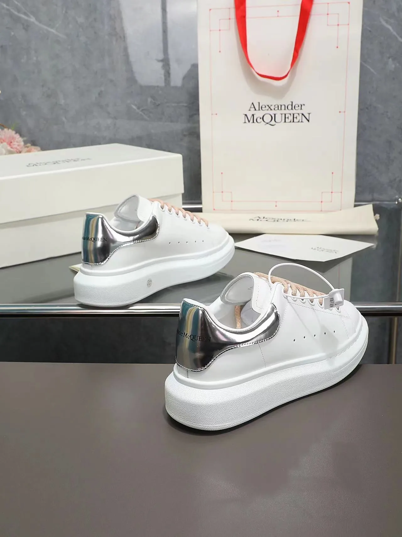 ALMC Oversized Silver and White Sneakers-034