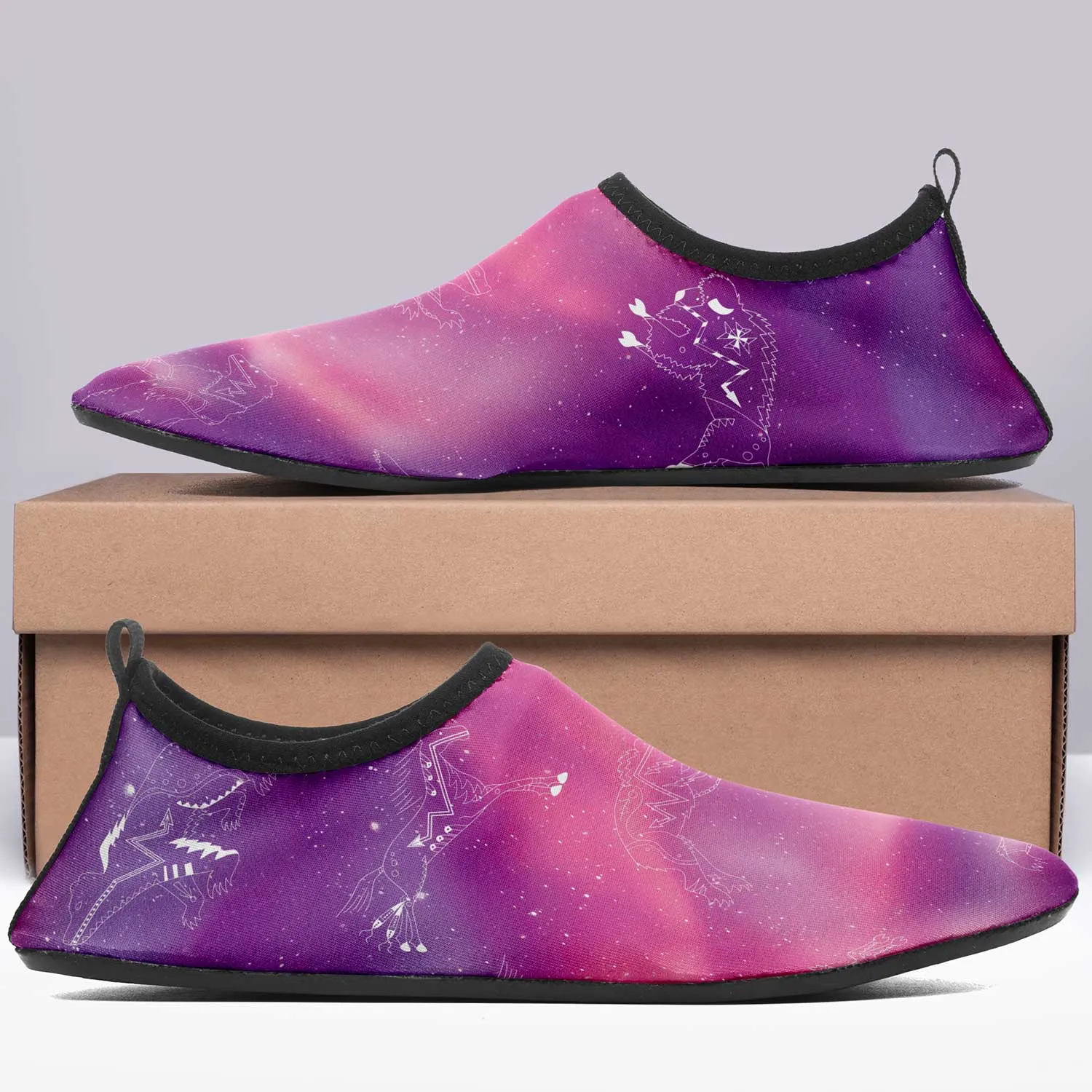 Animal Ancestors 7 Aurora Gases Pink and Purple Kid's Sockamoccs Slip On Shoes