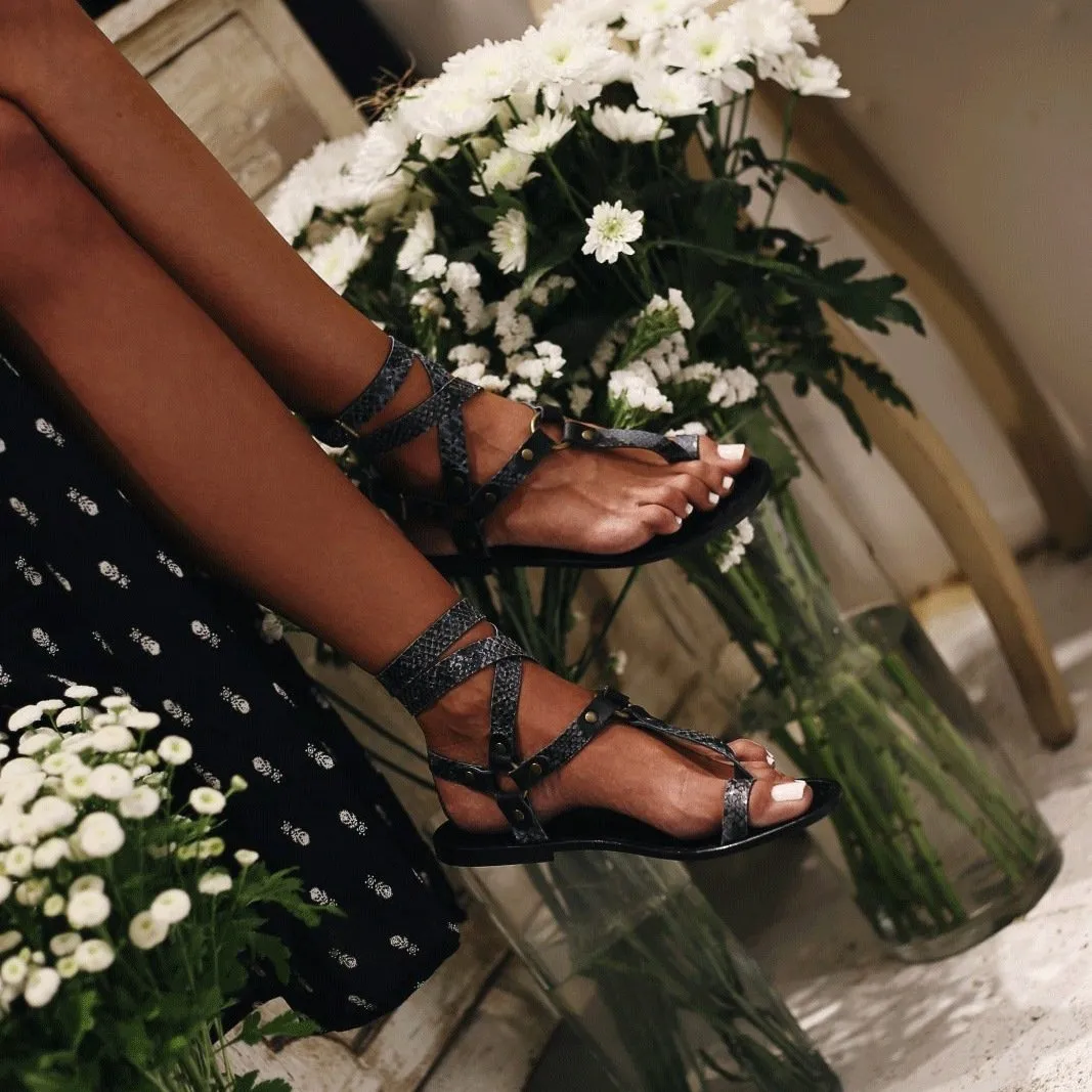 Ankle Buckle Crisscross Strappy Sandals