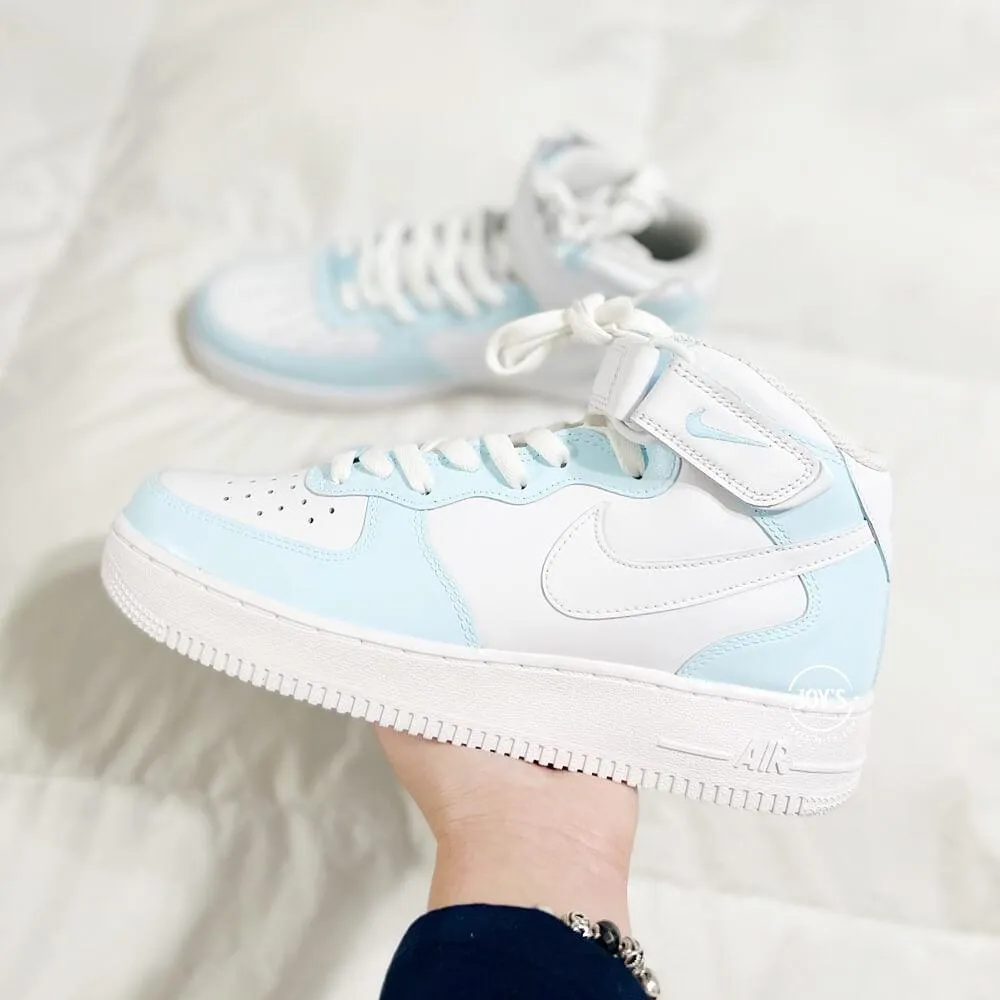 Baby Blue White Swoosh Custom Air Force 1