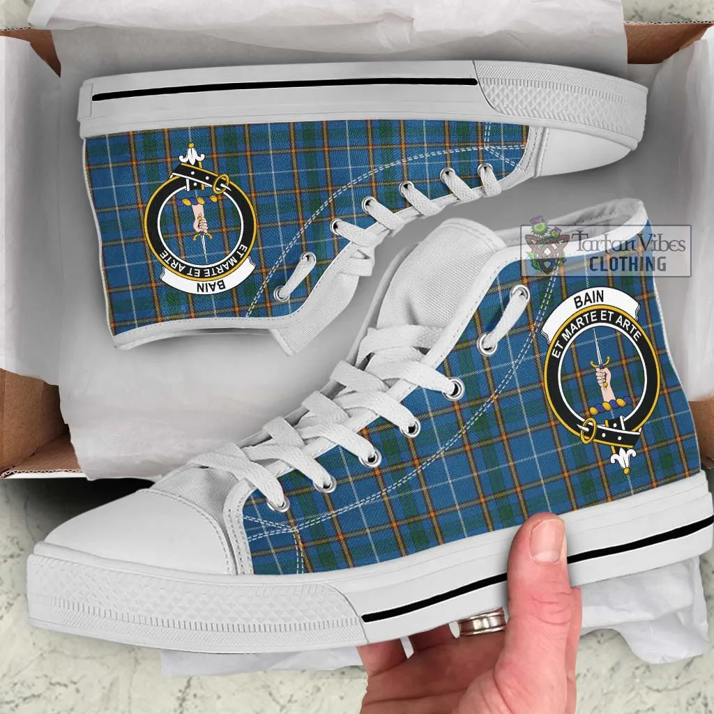 Bain Tartan High Top Shoes with Family Crest