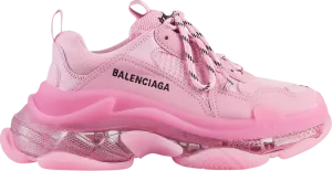 Balenciaga Wmns Triple S Clear Sole Sneakers - Pink