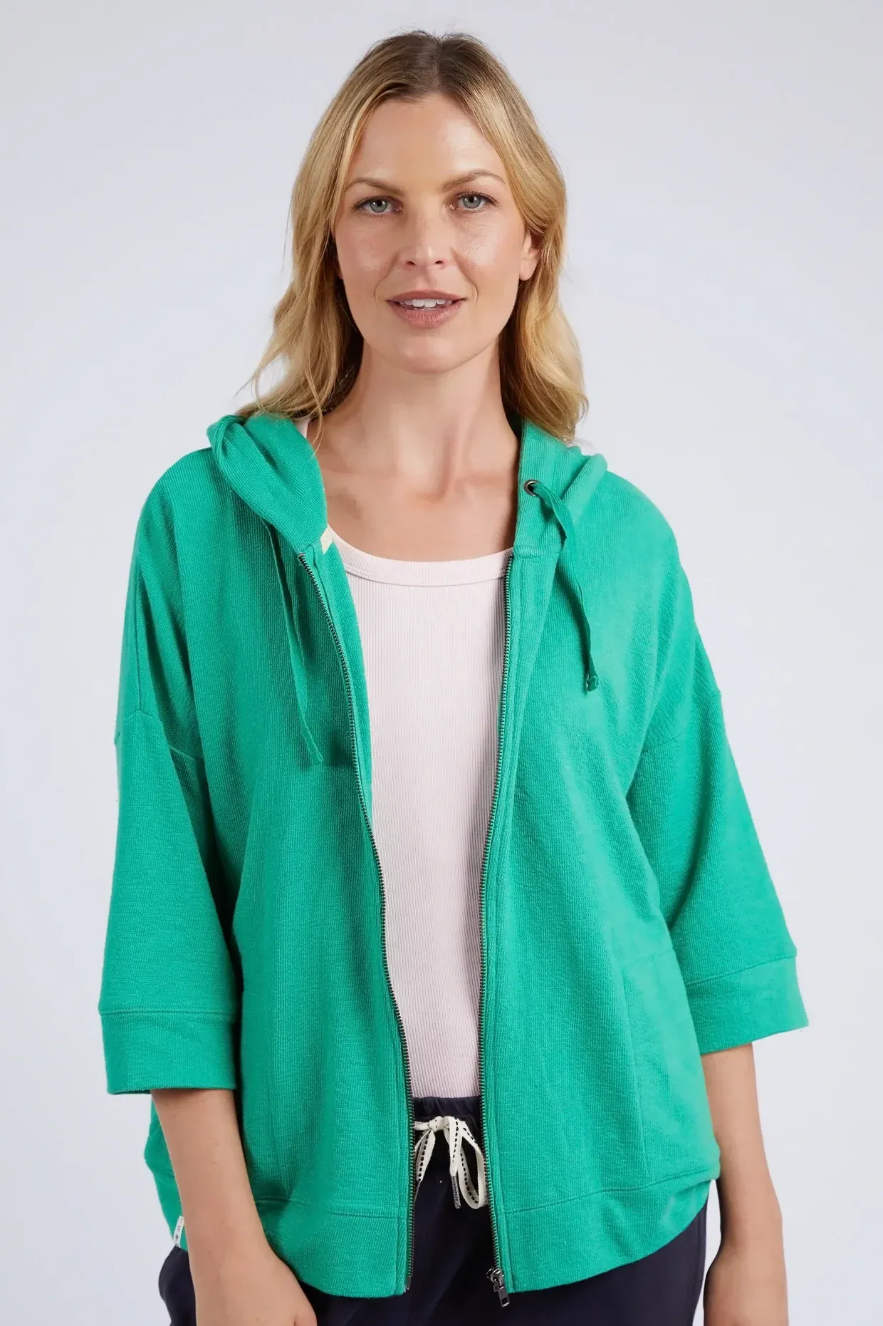 Beachy Zip Hoodie in Green Briar