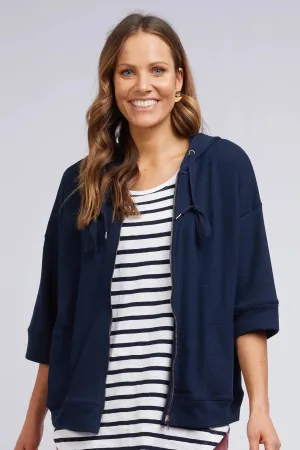 Beachy Zip Hoodie in Navy