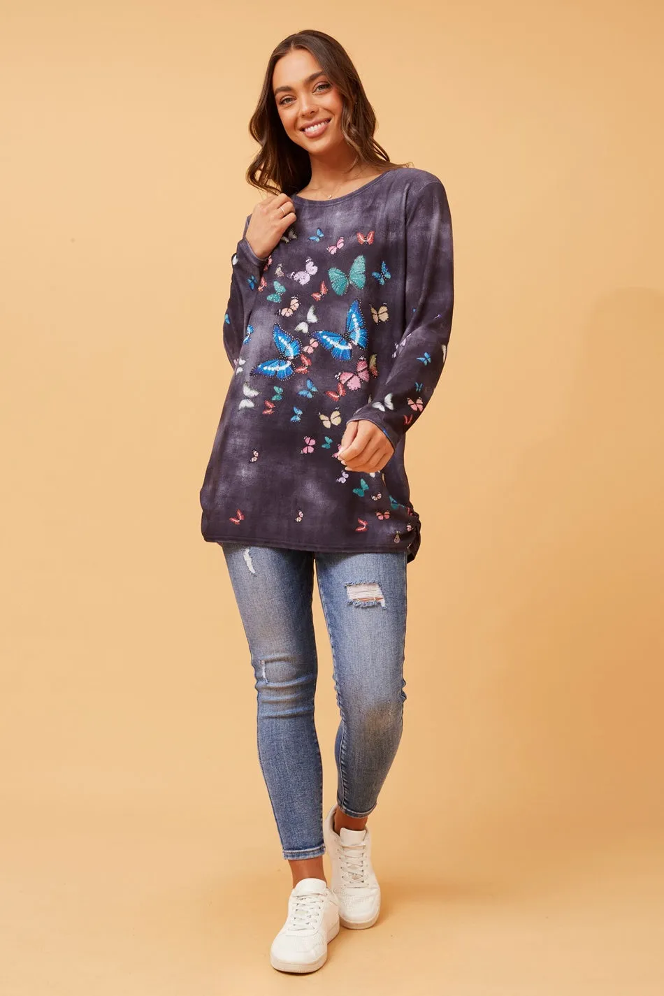 BEAU BUTTERFLY PRINT TOP