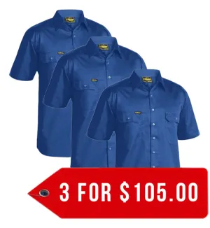 Bisley Cool Lightweight Drill Shirt - Short Sleeve-3 Pack-(BS1893-1)