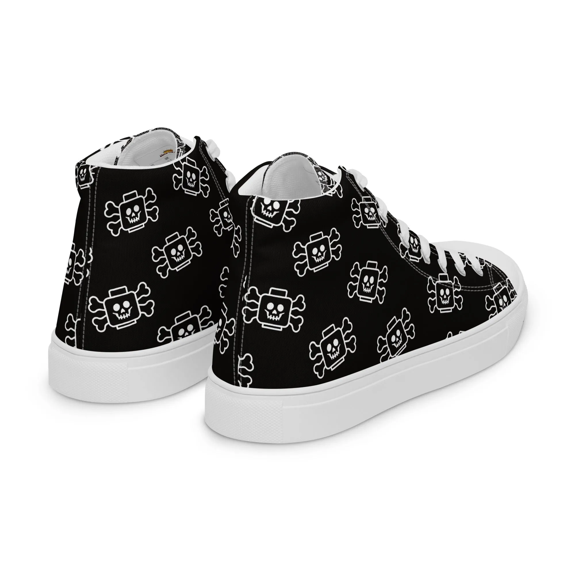 Black Skeleton Head with Bones Women’s high top canvas shoes