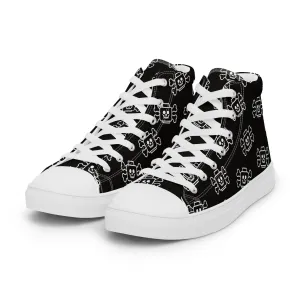 Black Skeleton Head with Bones Women’s high top canvas shoes