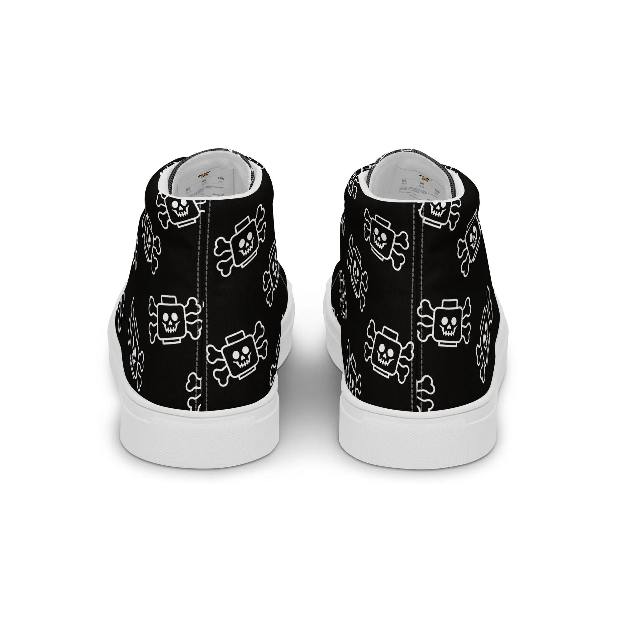 Black Skeleton Head with Bones Women’s high top canvas shoes