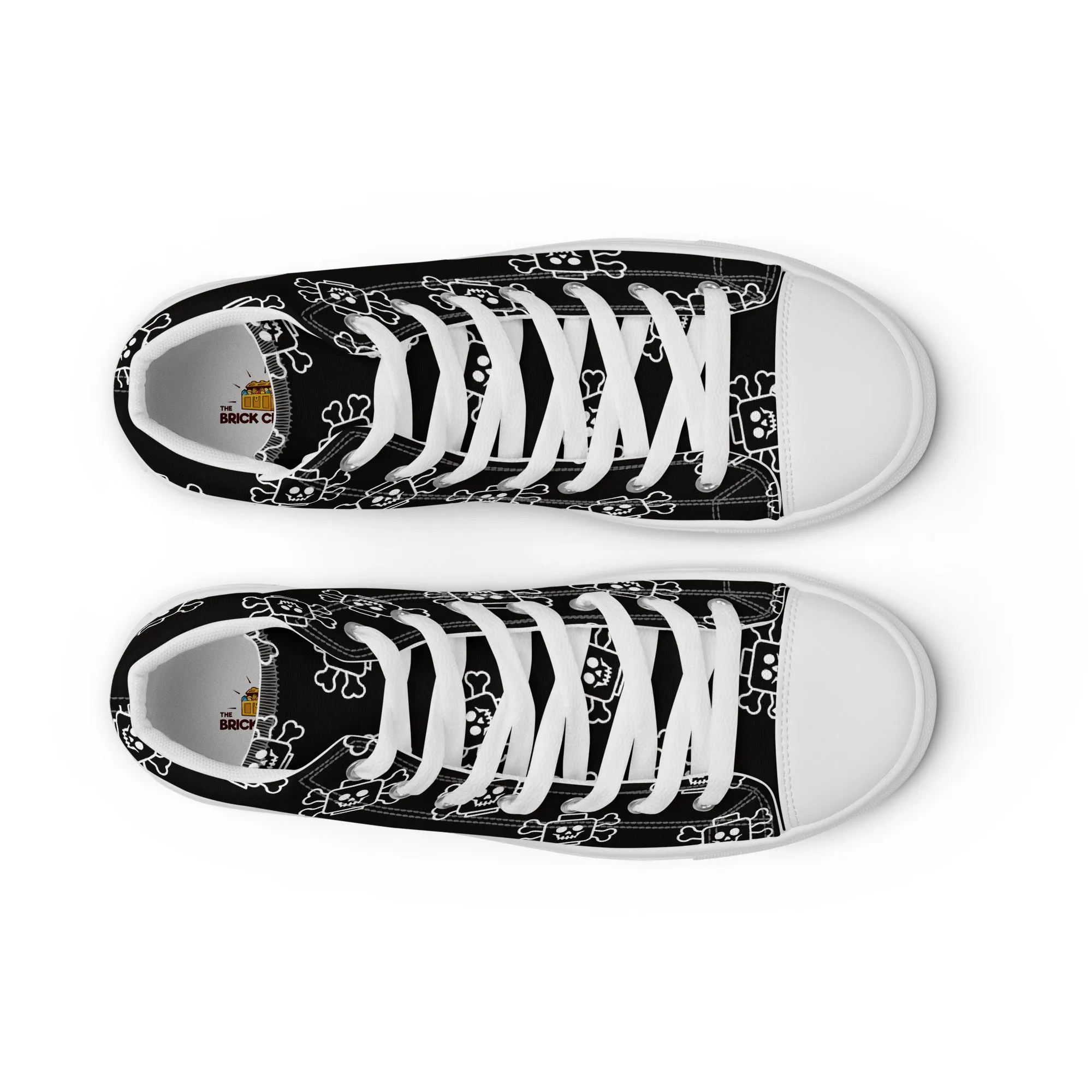 Black Skeleton Head with Bones Women’s high top canvas shoes