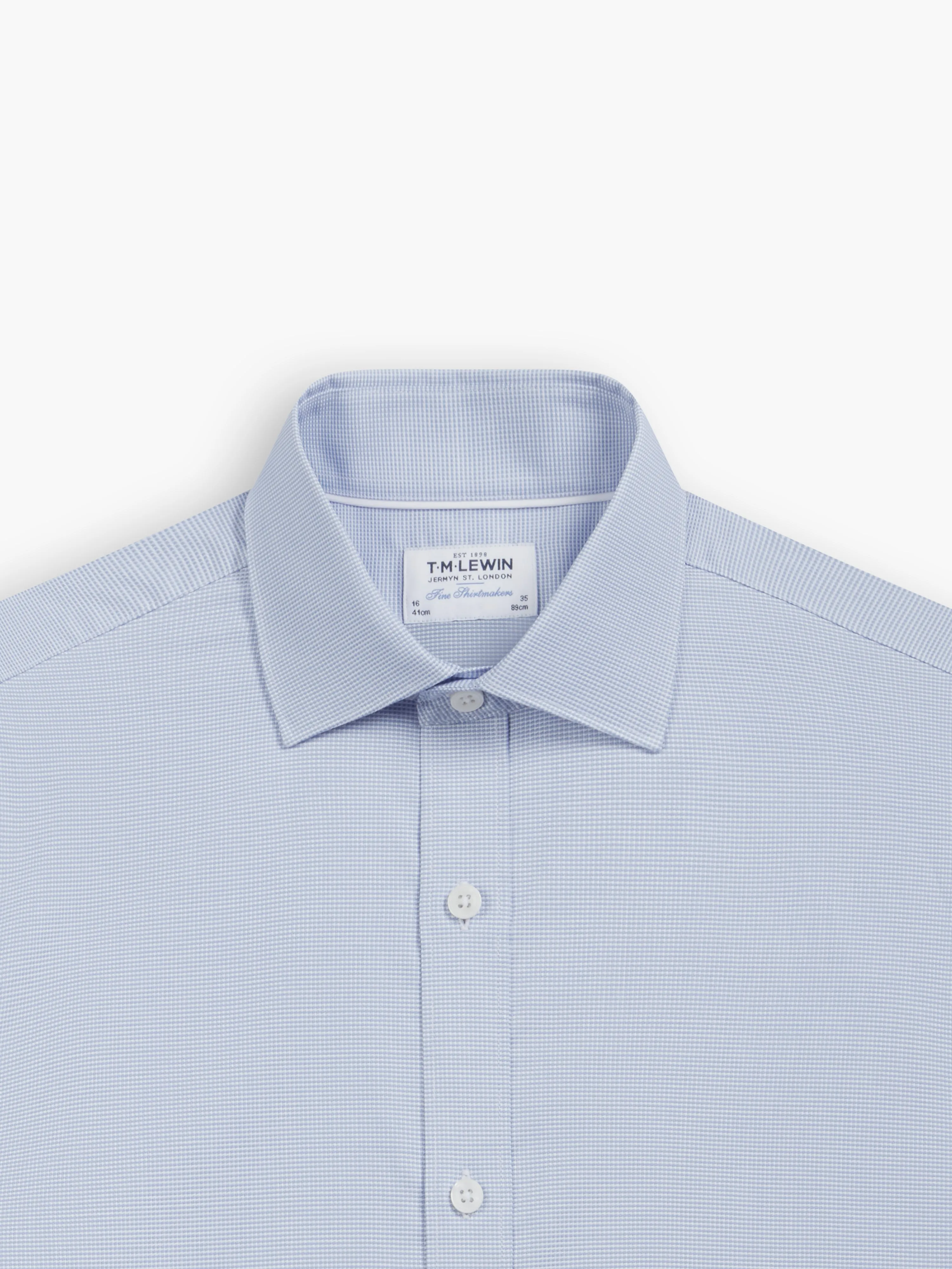 Blue Horizontal Mini Stripe Oxford Fitted Single Cuff Classic Collar Shirt