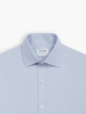 Blue Horizontal Mini Stripe Oxford Fitted Single Cuff Classic Collar Shirt