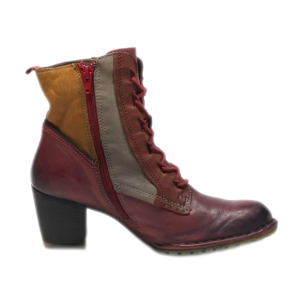 Bugatti Ankle Boots Leather Burgundy Colour For Women