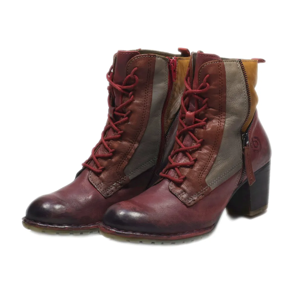 Bugatti Ankle Boots Leather Burgundy Colour For Women