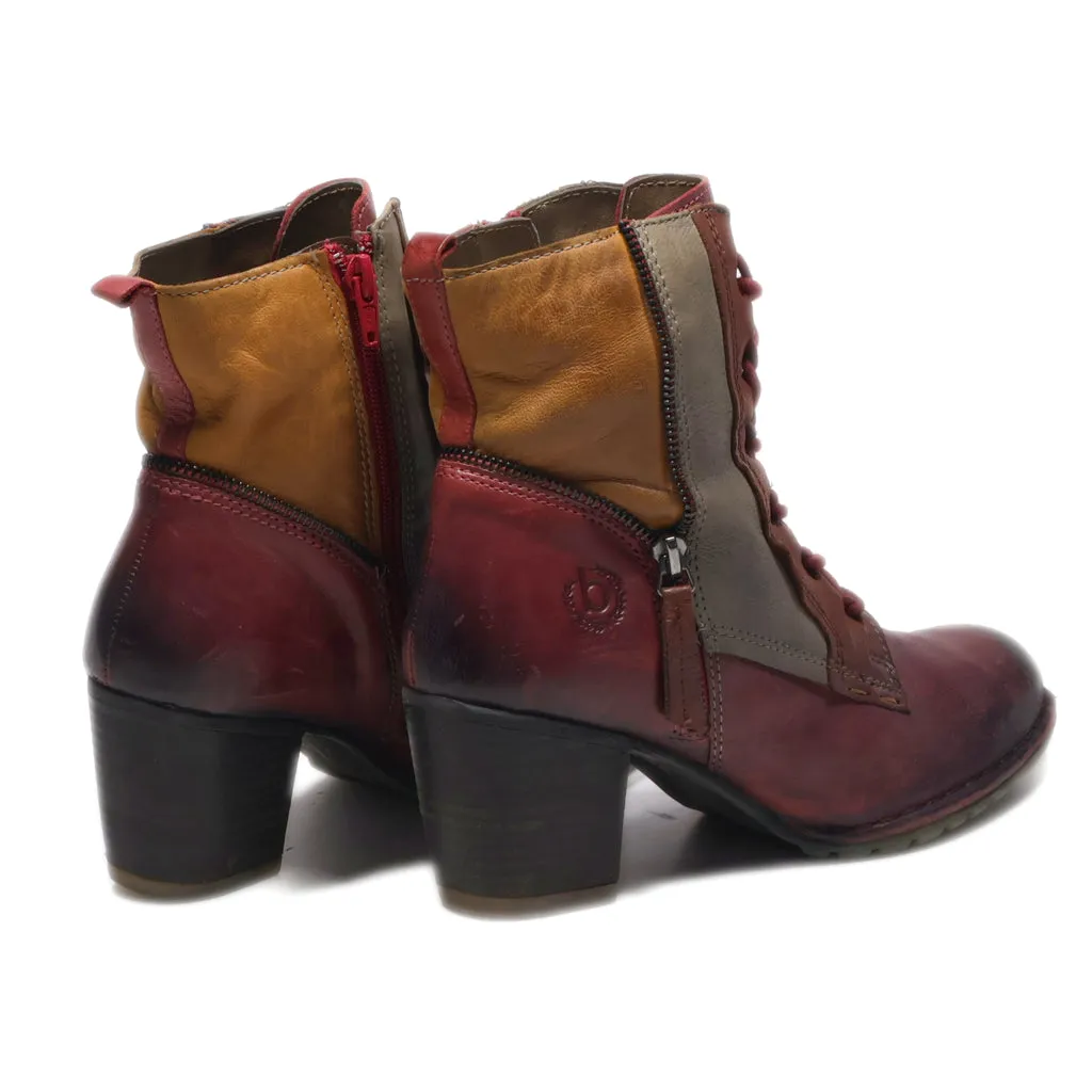 Bugatti Ankle Boots Leather Burgundy Colour For Women