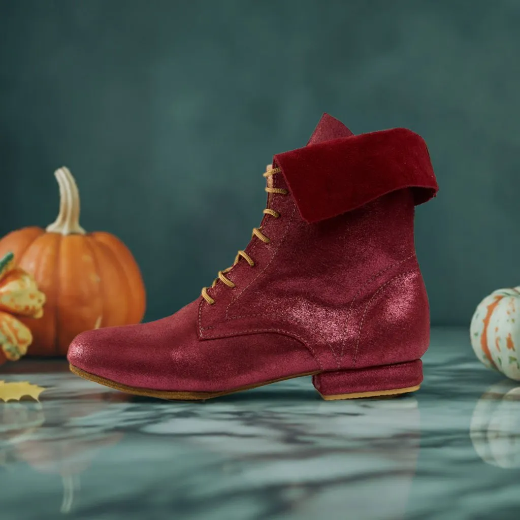 Burgundy Shimmer Leather - Handmade Tango Trainers - Solapa 9400