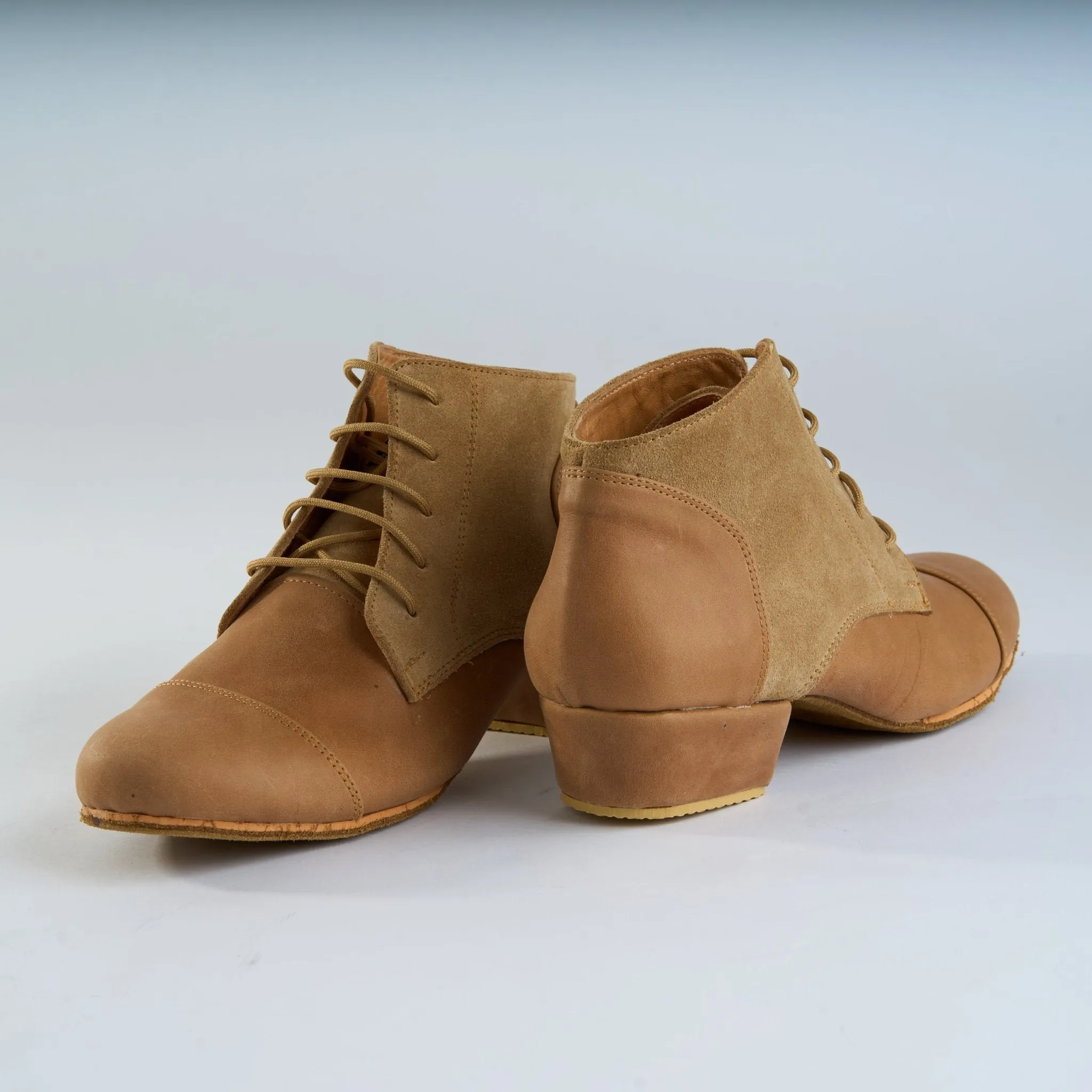 Camel Suede and Caramel Leather - Handmade Tango Trainers - Tita C 9301