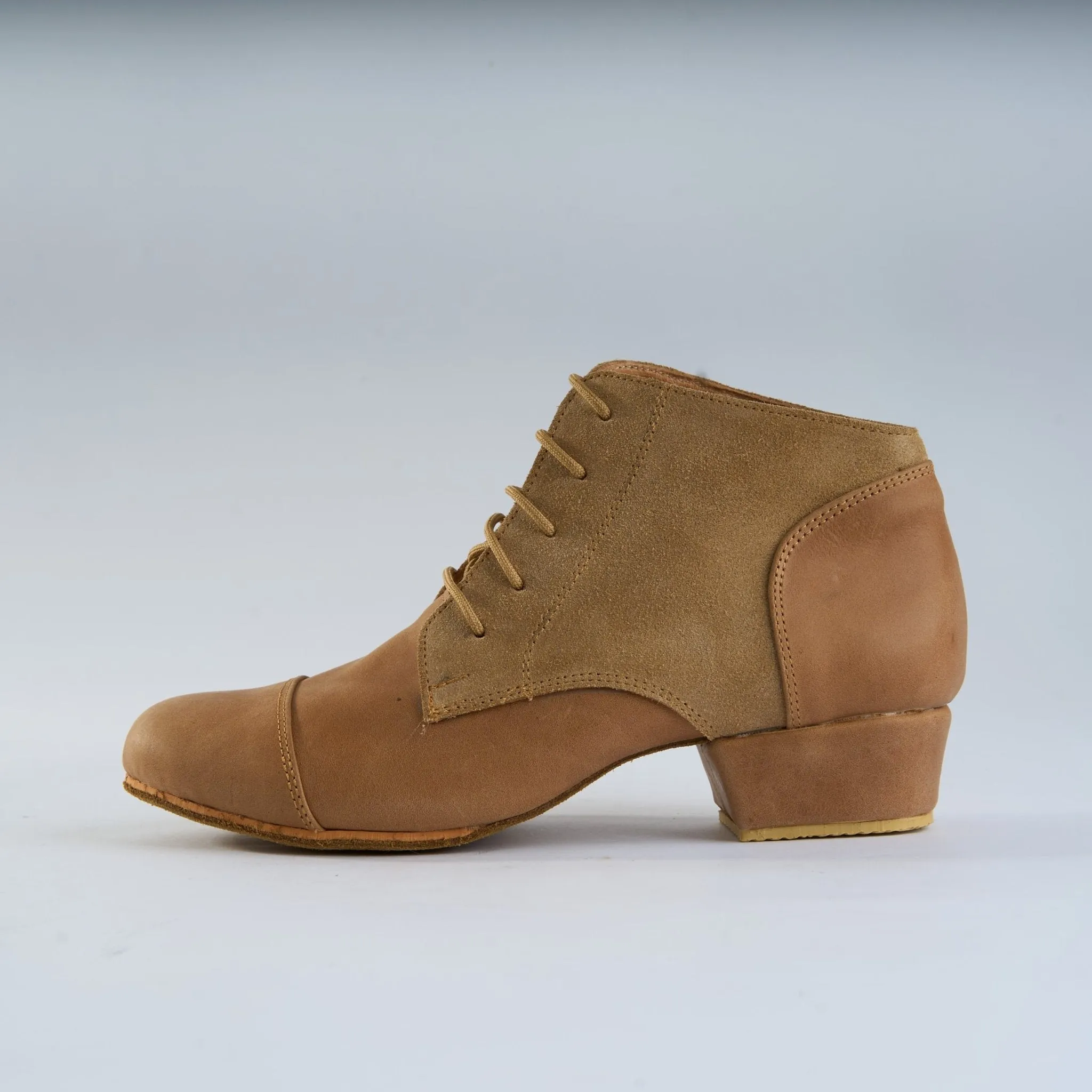 Camel Suede and Caramel Leather - Handmade Tango Trainers - Tita C 9301