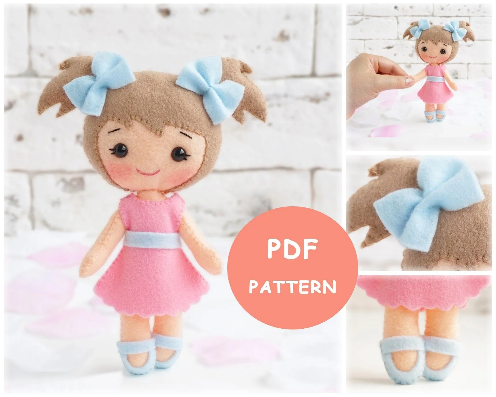 Cathy 7" Felt Doll Hand Sewing Pattern