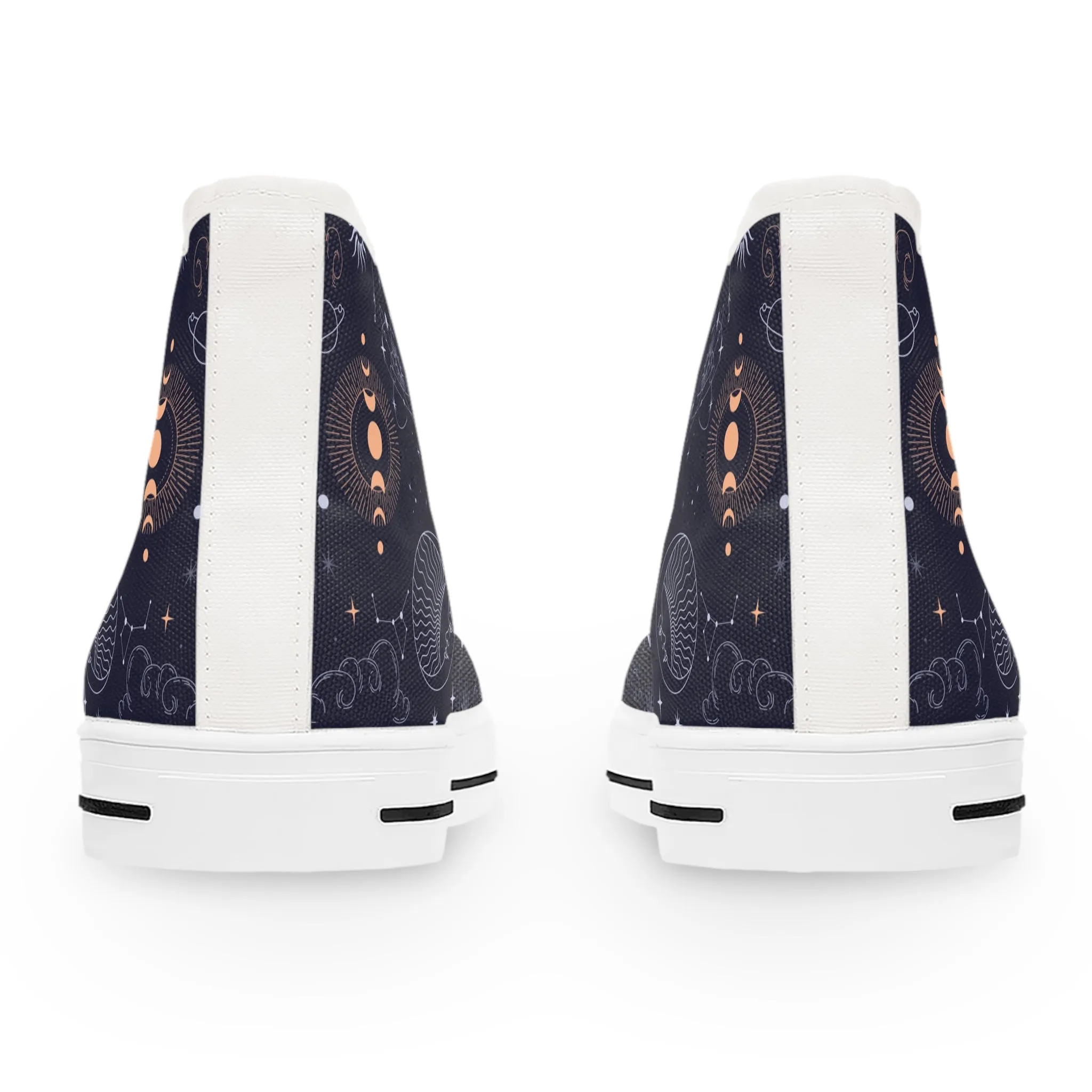 Celestial Moon Blue Background Women's High Top Sneakers