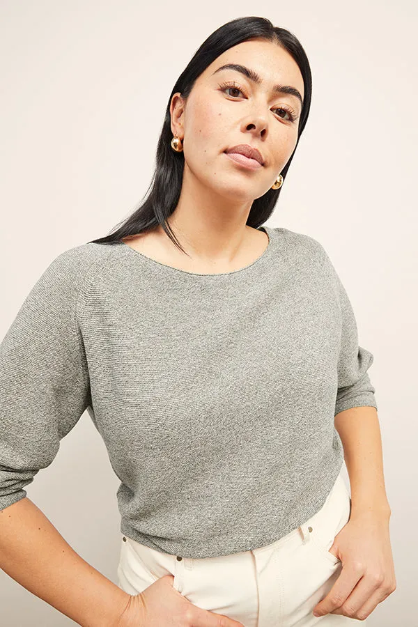 Chadwick Sweater - Flat Cotton Knit :: Gray Melange