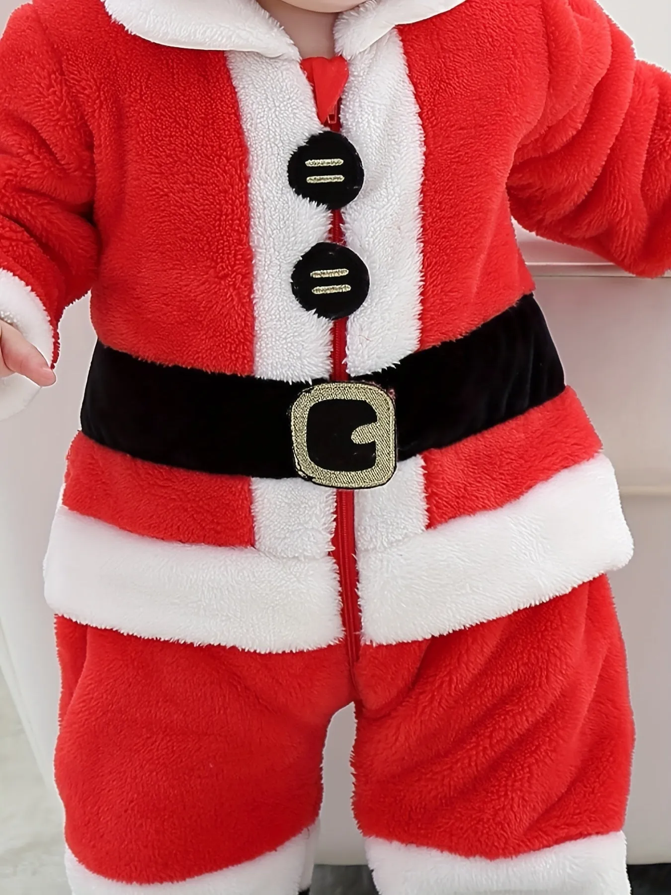 Christmas Party Cute Costume, Toddler Baby's Santa Claus Bodysuit   Hat Set, Suitable For Outdoor Wear