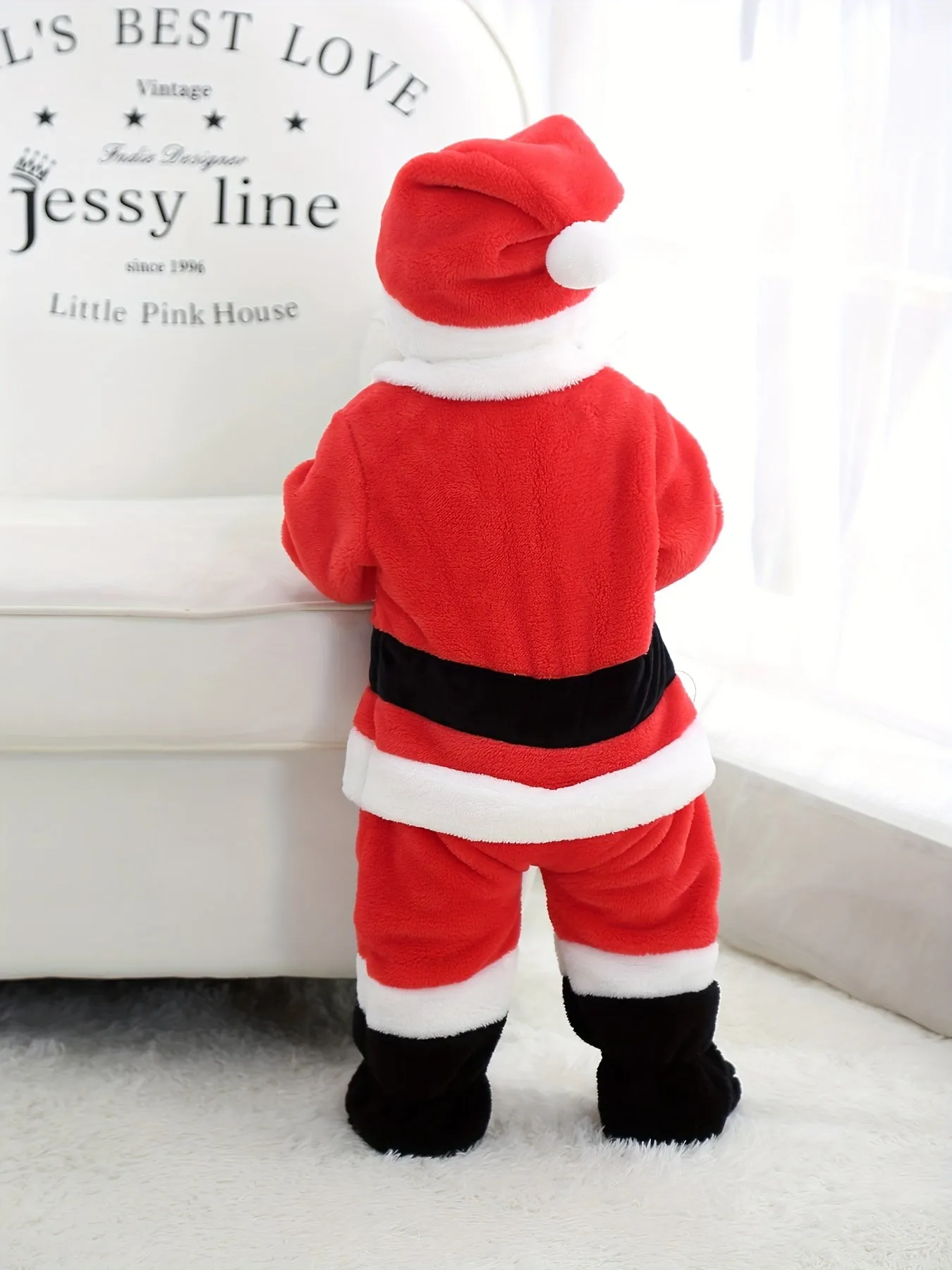 Christmas Party Cute Costume, Toddler Baby's Santa Claus Bodysuit   Hat Set, Suitable For Outdoor Wear