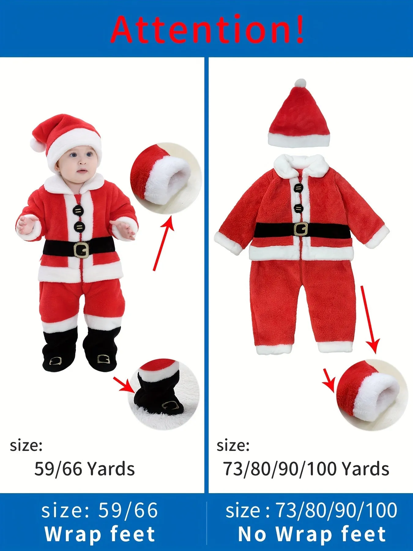 Christmas Party Cute Costume, Toddler Baby's Santa Claus Bodysuit   Hat Set, Suitable For Outdoor Wear