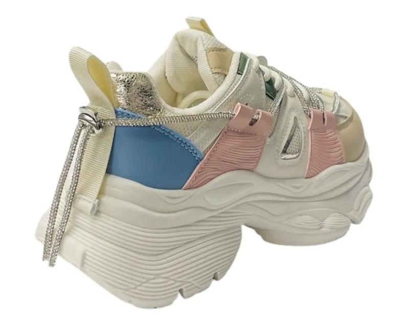 Chunky Sole Rhinestone Lace Up Sports Trainers