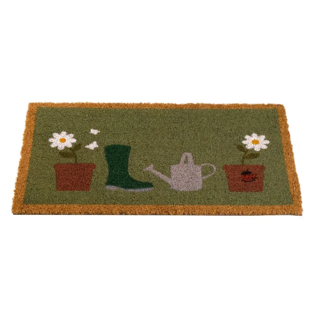 Coir Door Mat Flowerpots 45 x 75cm