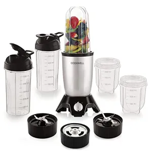 Cookwell Bullet Mixer Grinder 600 Watts (5 Jars, 3 Blades, Silver)