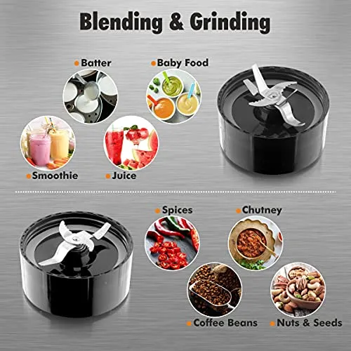 Cookwell Bullet Mixer Grinder 600 Watts (5 Jars, 3 Blades, Silver)