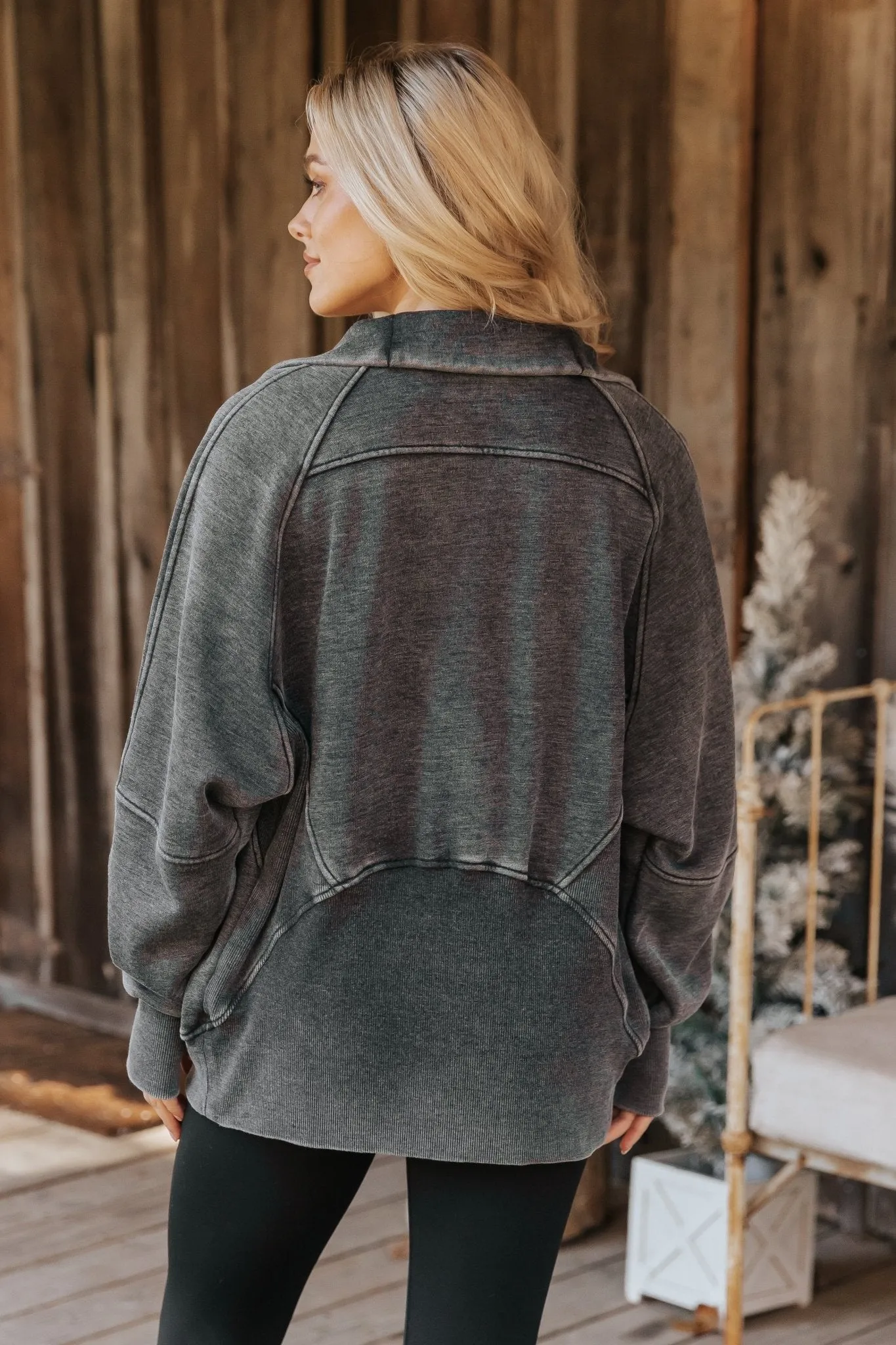 Cozy Essential Zip Up Sweatshirt - Charcoal