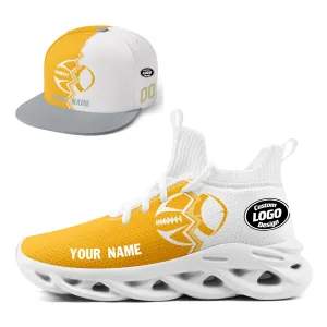 Custom Yellow White Pennsylvania MaxSoul Shoes and Hat Combo Offer Personalized Combo ZH-D028017-31