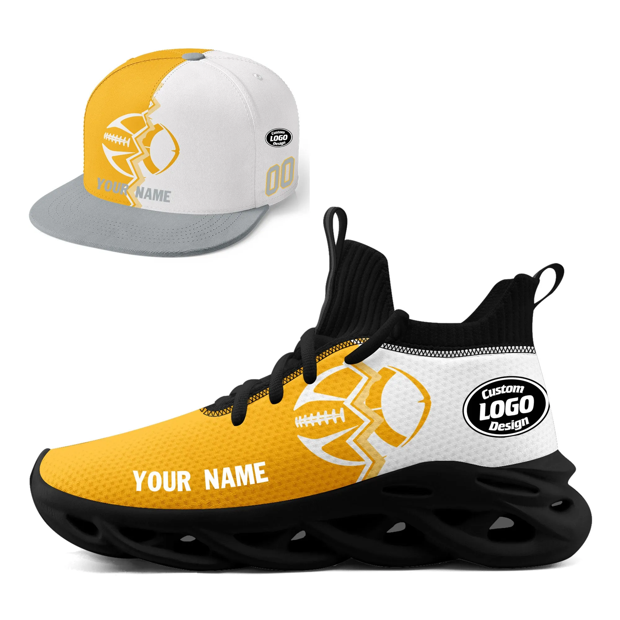 Custom Yellow White Pennsylvania MaxSoul Shoes and Hat Combo Offer Personalized Combo ZH-D028017-31