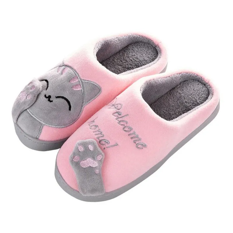 Cute Cat Slippers Warm Plush House Shoes