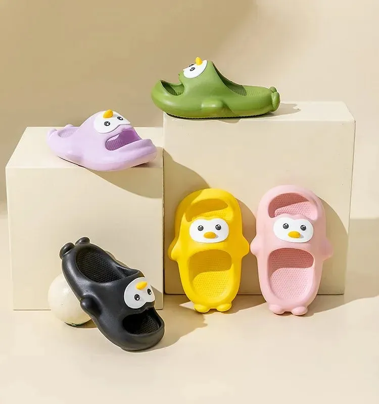 Cute Penguin Happy Feet Comfortable Indoor Slippers Parent-child Waterproof Non-slip Wear Shower Shoes For Kids