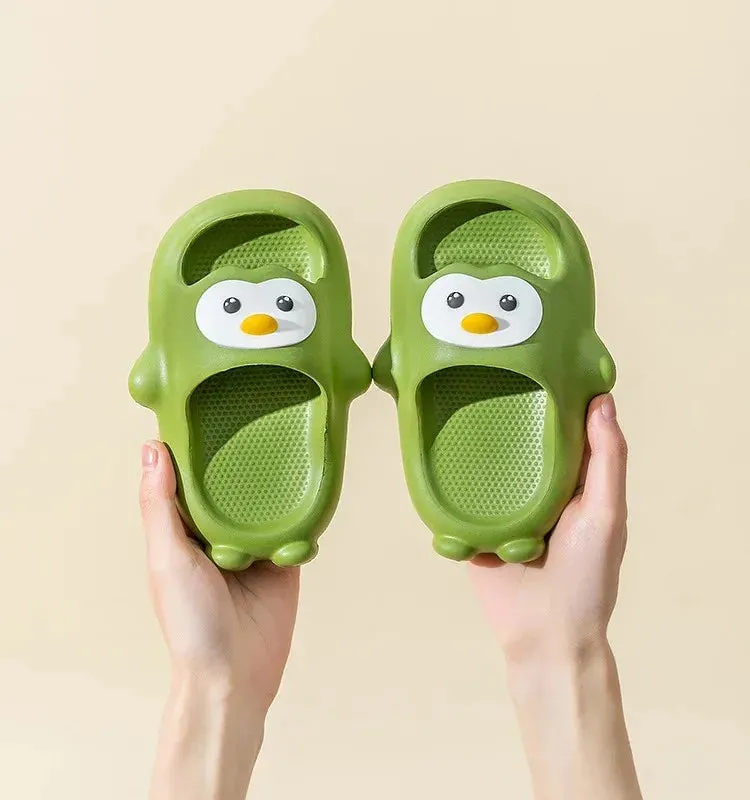 Cute Penguin Happy Feet Comfortable Indoor Slippers Parent-child Waterproof Non-slip Wear Shower Shoes For Kids