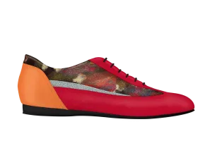 Dance Naturals 141 Polo Red and Orange Multicolor Practice and Teaching Sneaker Dance Shoe