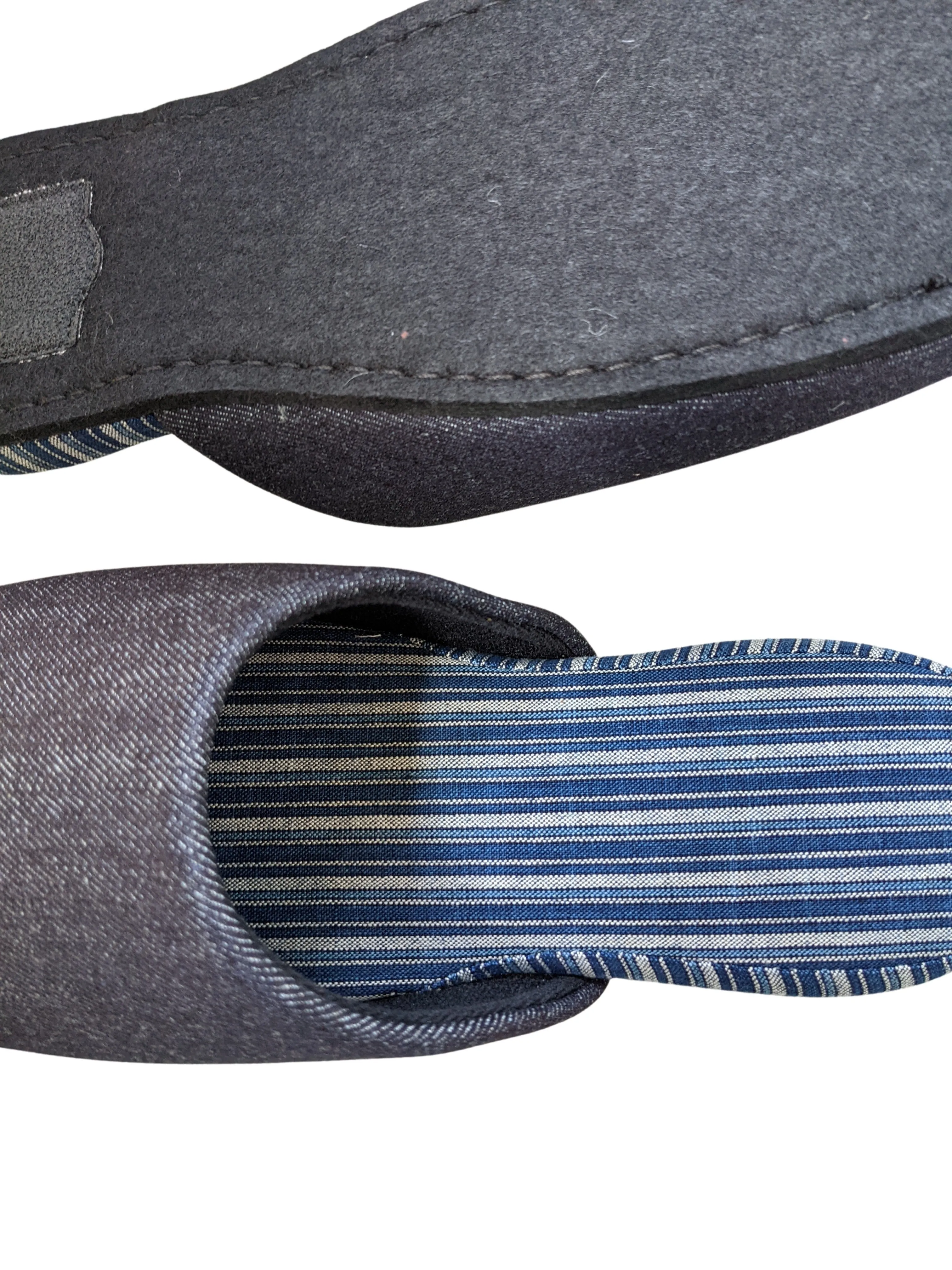 Denim Stripe Mix Slippers [Black wool felt sole] (Japan Blue Stripe B) 3 size Medium / Large / XL