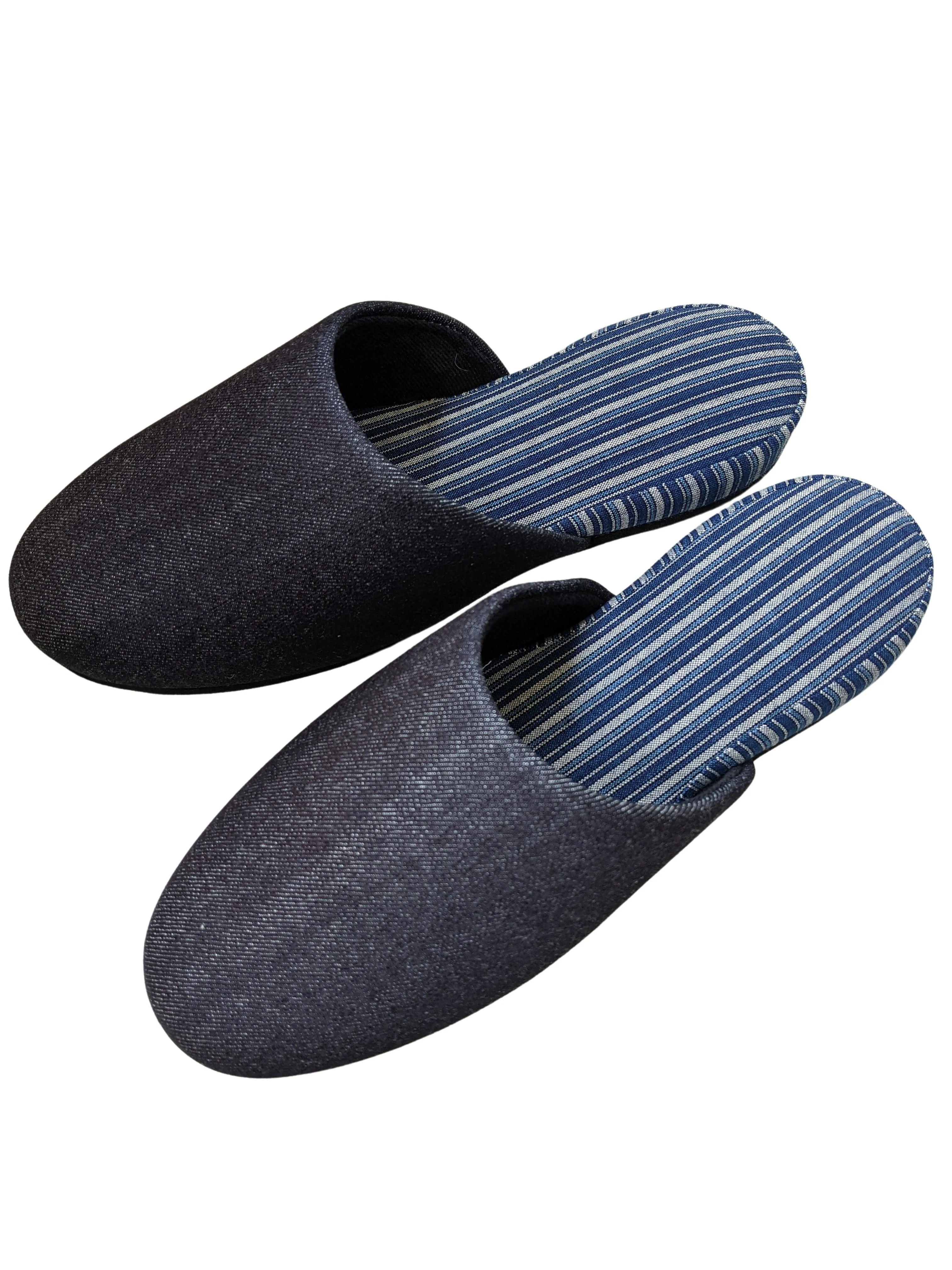 Denim Stripe Mix Slippers [Black wool felt sole] (Japan Blue Stripe B) 3 size Medium / Large / XL