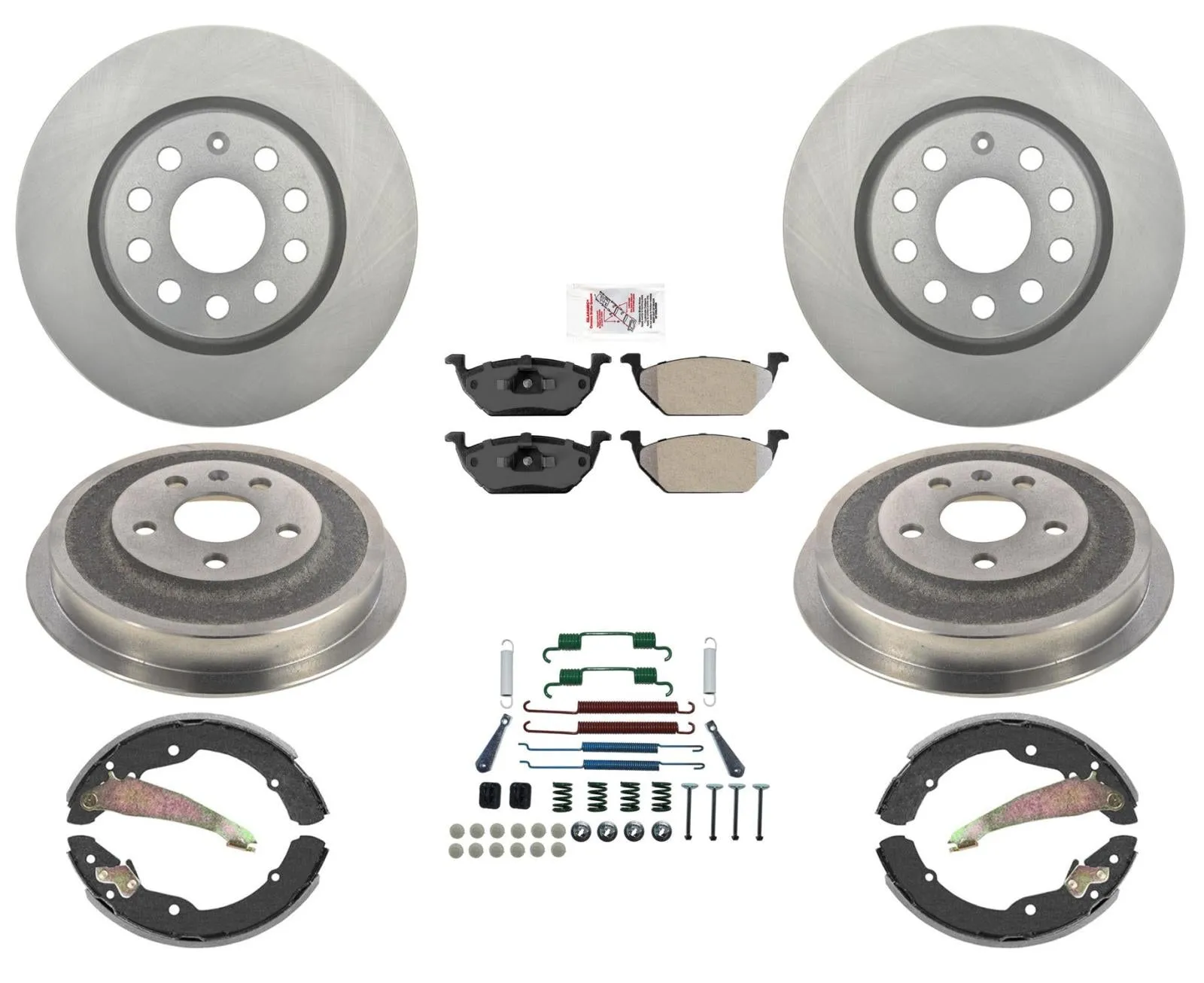 Disc Brake 280MM Rotors Drums & Brake Shoes 11-12 for VW Jetta 2.0L Drum Brakes